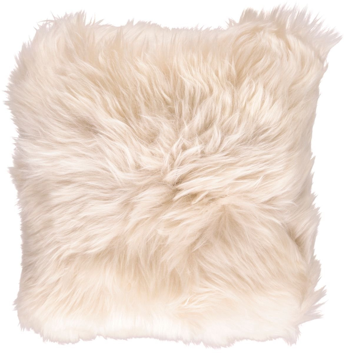 Sheepskin House Langharig Schapenvacht Kussen met Leren Achterkant - 50 x 50 cm