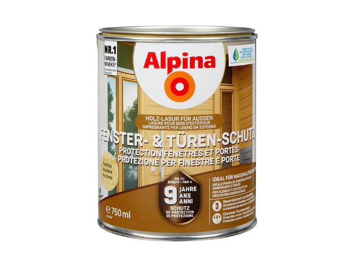 Alpina Holzlasur Fenster- und Türen-Schutz Farblos 0.75 l Seidenmatt