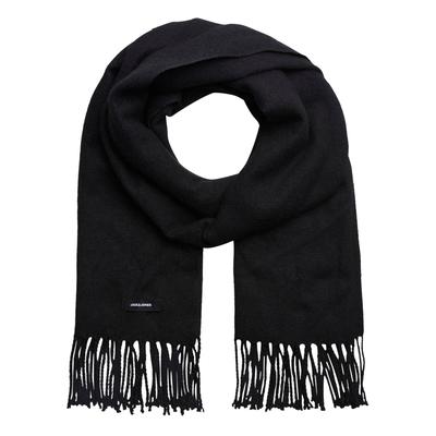 Strickschal JACK & JONES "JACSOLID WOVEN SCARF NOOS", Herren, schwarz, Strick, Kunstfaser, unifarben, Modetücher, Kunstfaser, mit Fransen