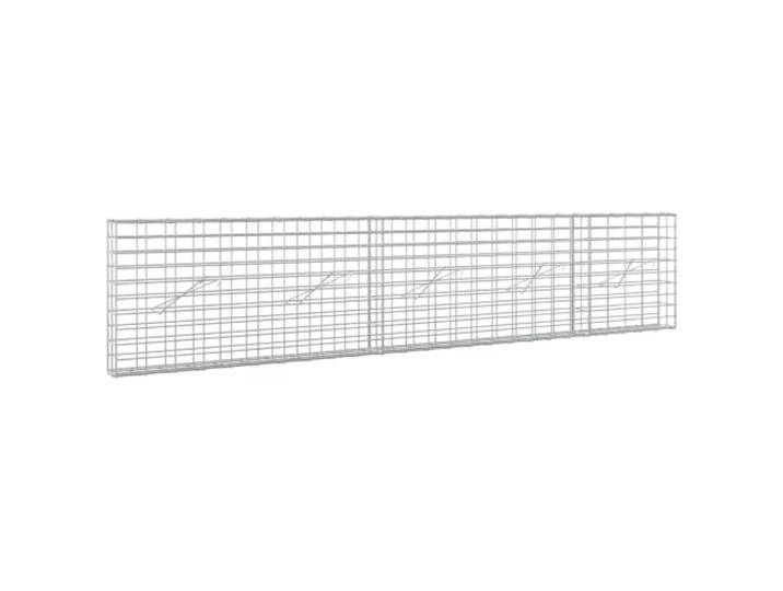 Gabion aus verzinktem Stahl, 250 x 10 x 50 cm, Draht, 5 mm, Maschenweite 5 Gabionenkorb, verzinkter Stahl, 5 mm Draht, Haken- und Clip-System, Trennwände, dekorative Beete