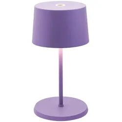 Zafferano Olivia pro mini lila LED-Tischleuchte, wiederaufladbar und dimmbar