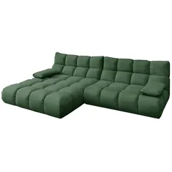 KAWOLA Sofa VIVIEN Ecksofa Velvet smaragd Longchair links