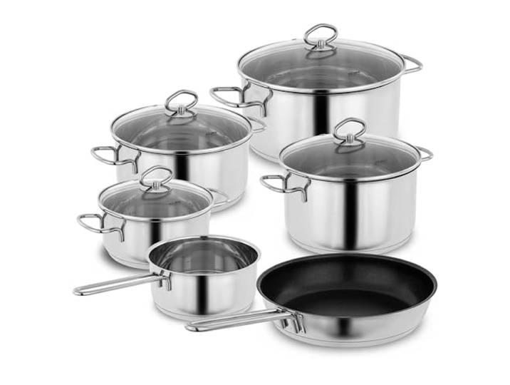 KOPF Topfset Induktion Merkur, 6-teilig, Silber, Edelstahl