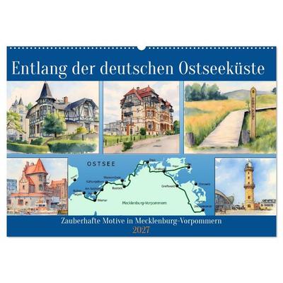 Entlang der deutschen Ostseeküste (Wandkalender 2027 DIN A2 quer), CALVENDO Monatskalender