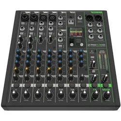 Mackie Mischpult ProFX10 GO akkubetriebener Mixer mit 2x XLR-Kabel (Studio- und Livemixer), Mischpult, Schwarz