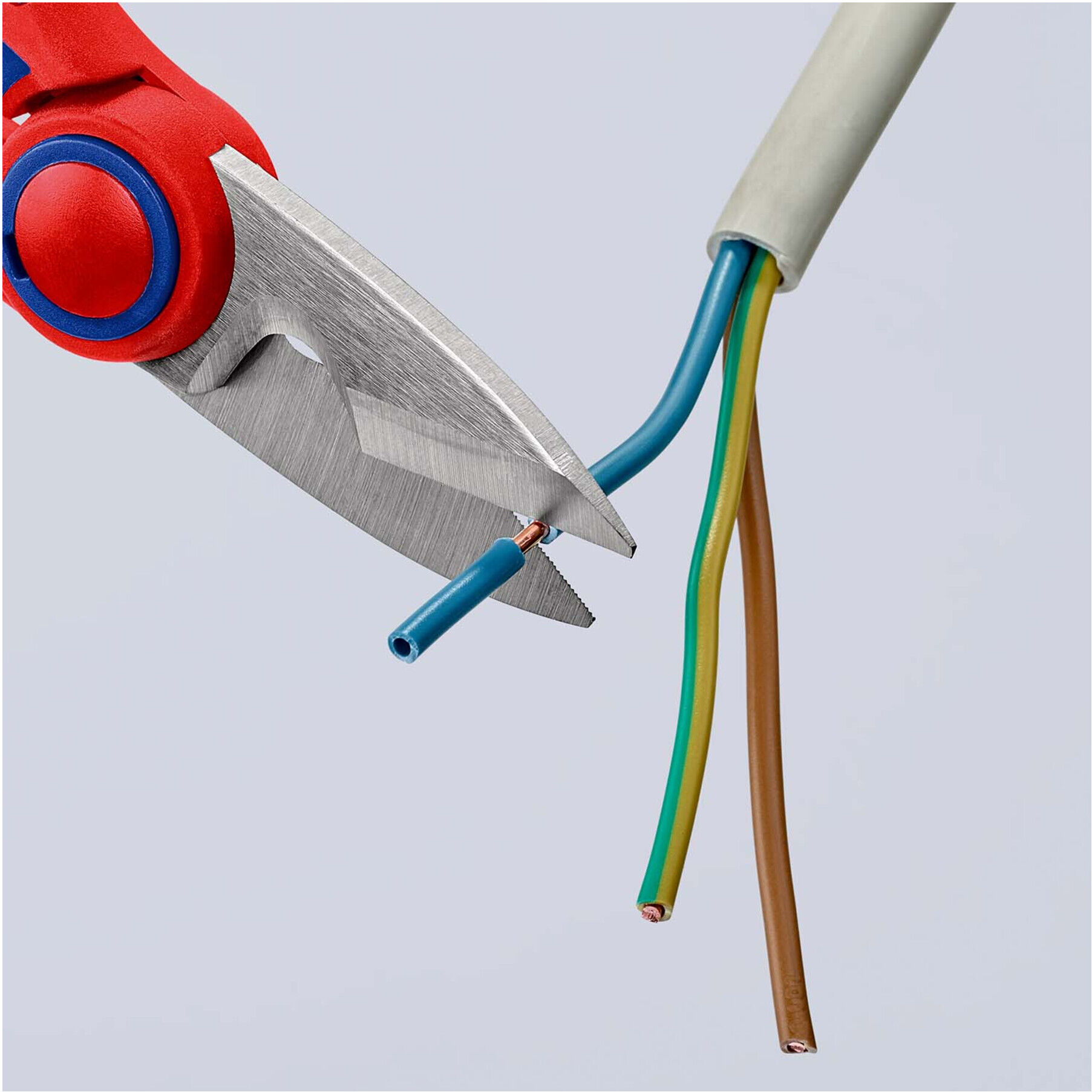 Knipex 95 05 10 SB Elektrikerschere mit Drahtschneider und Abisolierkerbe schwarz atramentiert L160mm)