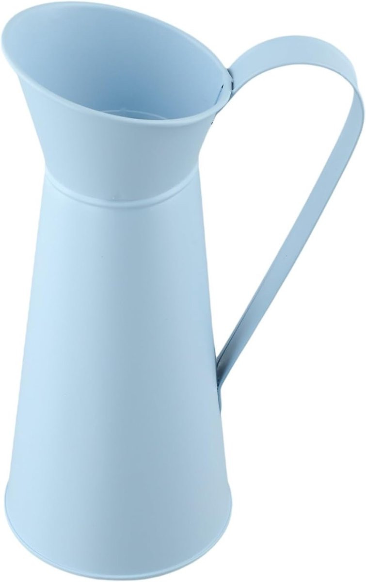 Metalen Bloemvaas Pitcher - Decoratieve Kruik in Vintage Shabby Chic - Hoogte: 20 cm