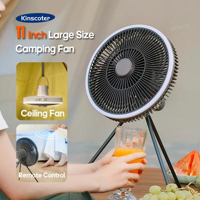 Quick Pick Pro Travel Portable Charge Camping Fan, Rechargeable Ceiling Fan With LED Lighting, Quiet Stand, Circulator Fan For Outdoor b Grey Fan With Bag