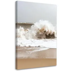 LEINWANDBILD Strand Meer raue Wellen Natur 70x100cm