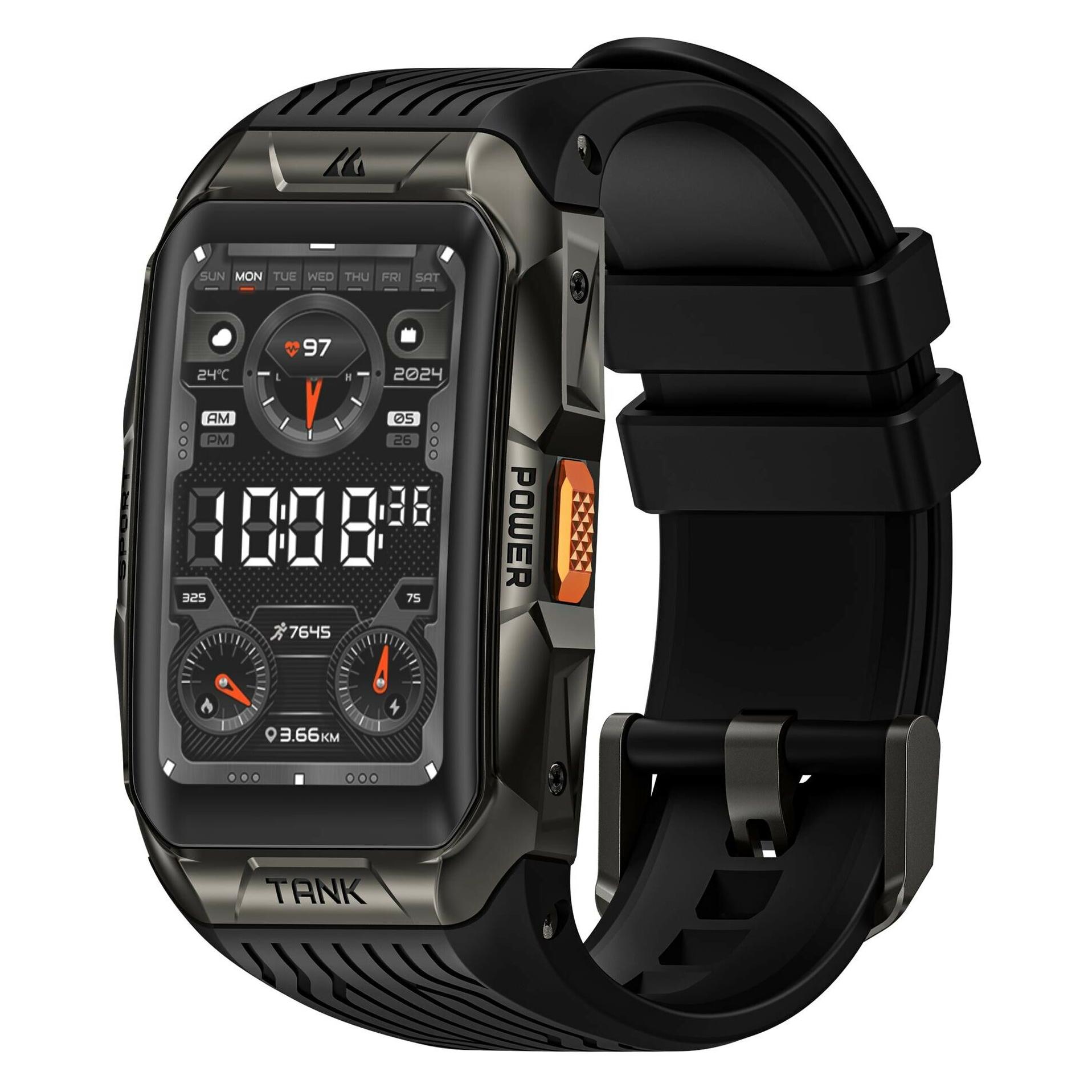 Kospet Smartwatch Tank X2 Ultra Schwarz, Touchscreen: Ja (34 mm, ohne SIM) (TANK X2 ULTRA Black)