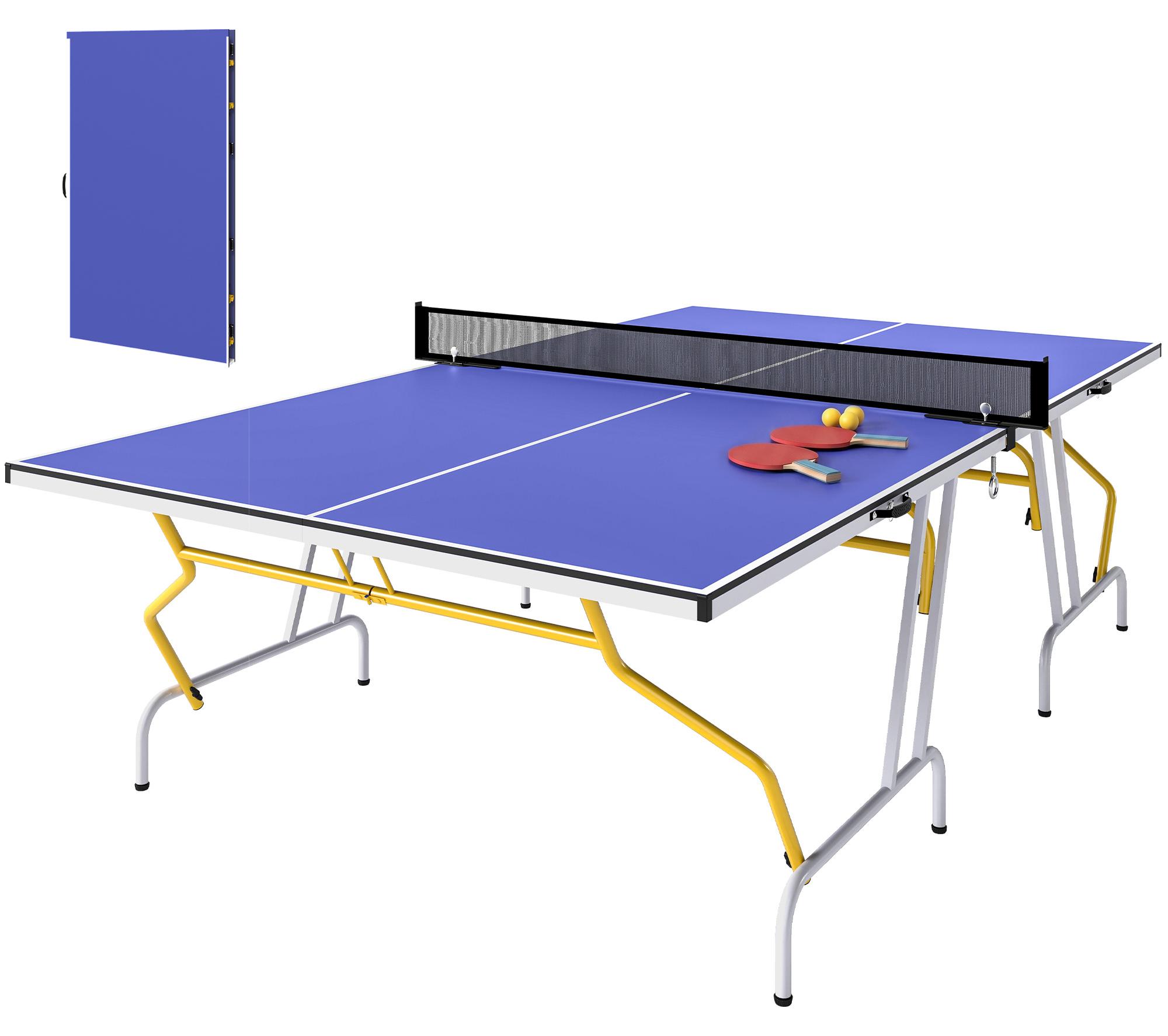 Tischtennisplatte, klappbar, inkl. 2 Schläger, 3 Bälle, Netz, Indoor, Metallgestell, 274x152x76cm, Blau
