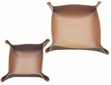 Uplift Essentials Collapsible Faux Leather Valet & Desktop Storage Tray brown