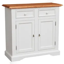 BISCOTTINI INTERNATIONAL ART TRADING BISCOTTINI Küchenschrank im country-stil aus massivem lindenholz mit antikierter weißer struktur und platte mit natürlichem finish l110xpr4