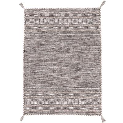 Teppich CARPETFINE "Kelim Azizi, auch als Läufer erhältlich", beige, B:240cm H:5mm L:340cm, Baumwolle, Teppiche, Teppich, handgewebt, Baumwolle, Wendeteppich mit Fransen, Fleckerl, Wohnzimmer