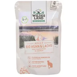 Wildes Land Katzen Nassfutter Huhn, Lachs & Cranberries bio