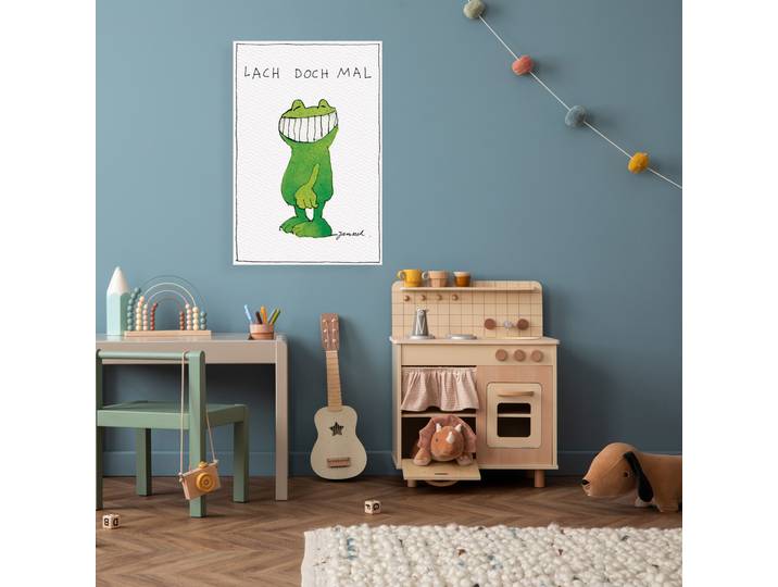 Leinwandbild LUCKYLINDE Der Frosch - Lach doch mal , bunt (farbe bild(er): bunt), B:40cm H:60cm T:2cm, Canvas, Holzrahmen, Bilder, Leinwandbild, Exklusive JANOSCH Kindermotive