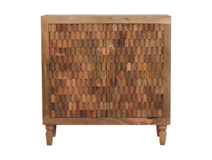 Artisan Furniture Schrank Marbella, 2 Türen und 2 Regale, Hellbraun, Beige, Holz, Echtholz,Mangoholz, Holz Optik, Rechteckig, 85x86x35 cm, Waschküche, Mehrzweckschrank