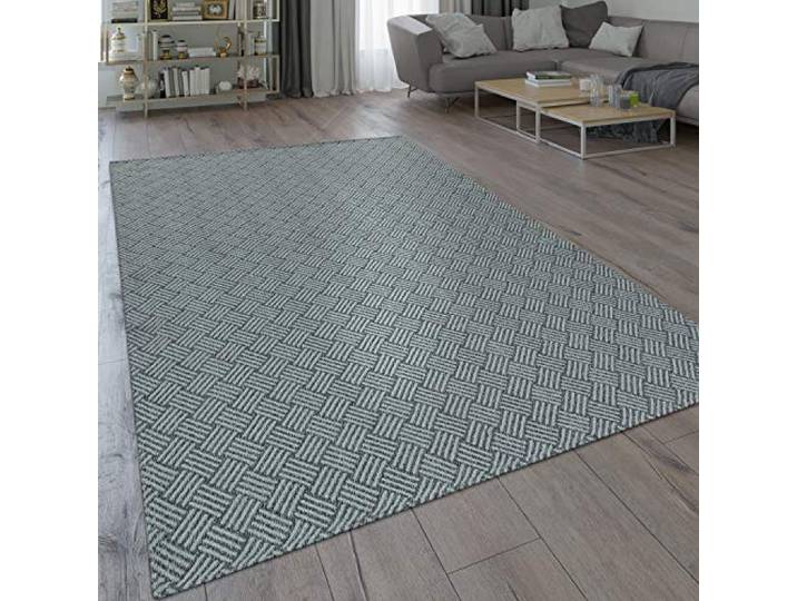 Paco Home Teppich Wohnzimmer Esszimmer Küche Flecht Web Muster Modern Grau, Grösse:80x150 cm