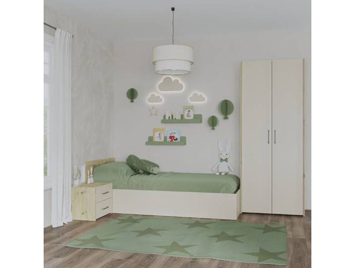 Ensemble chambre haaus Malmo V18 Lit 200 x 90 cm Chêne Artisan/Argile