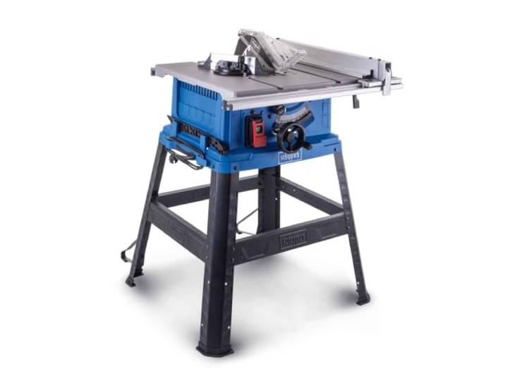 Scheppach Scie circulaire sur table avec support HS105 2000W Ø255mm Hauteur de coupe 75mm Inclinable 45° Elargissement 640x920mm Guide de coupe transversale & guide parallèle inclus