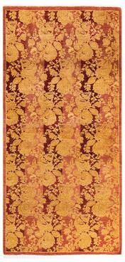 Overton Handknotted Wool Traditional Abstract Pink Runner