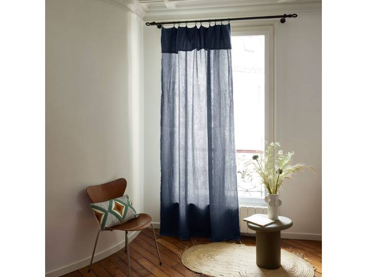 Rideau en coton bleu 145x280 cm