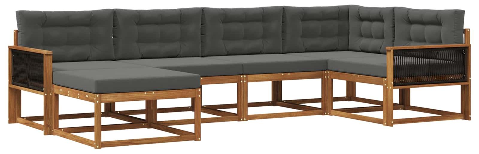 Outdoor-Sofagarnitur mit Kissen 6 pcs Natur und Anthrazit