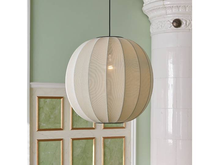 Knit-Wit 60 Round Pendelleuchte Pearl White - Made By Hand - Esszimmer - Aluminium