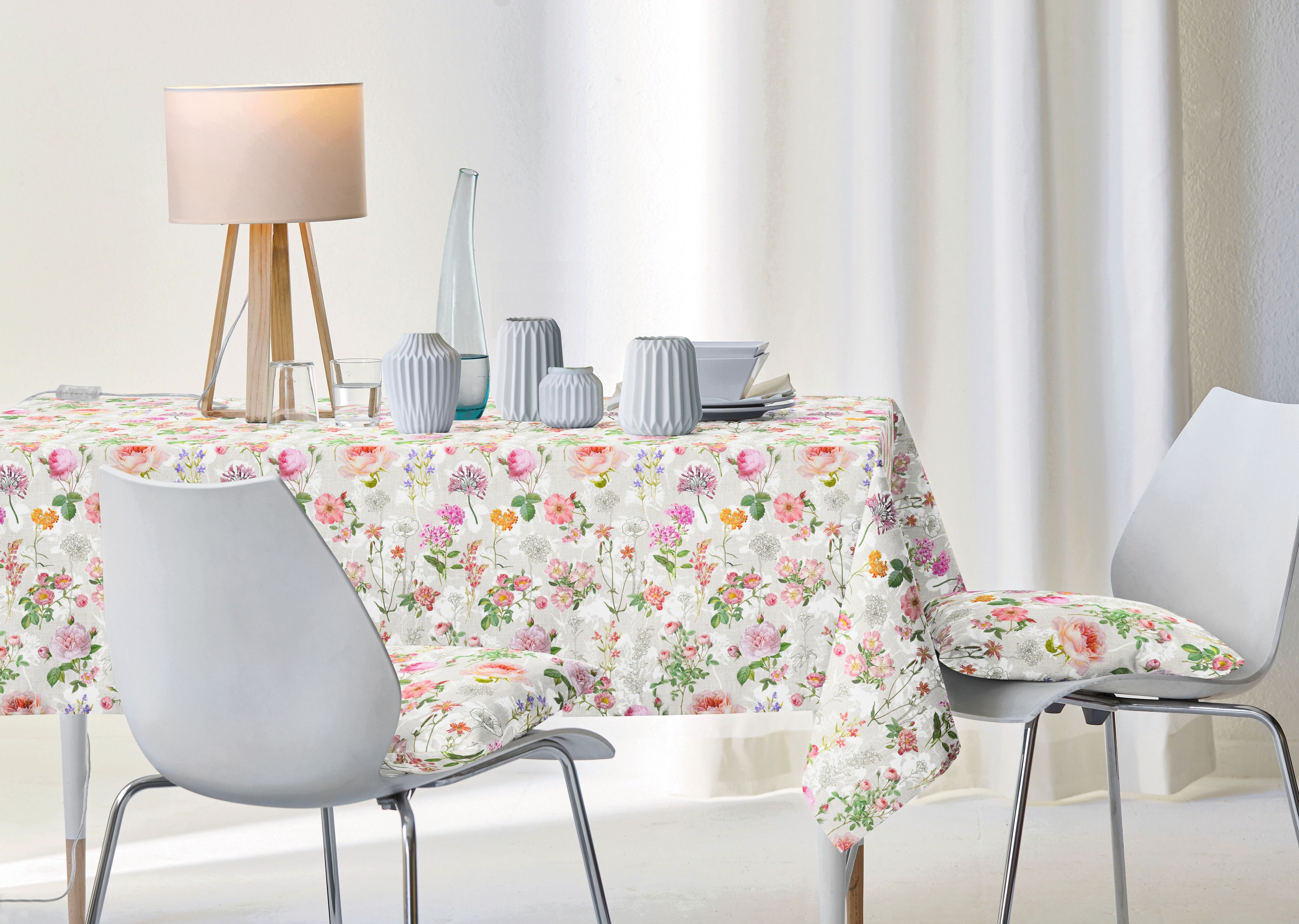 Tischdecke APELT "6750", rosa (rosé), B:100cm L:100cm, Baumwolle, Polyester, Tischdecken, Tischdecke rosé B/L: 100cm x 100cm, quadratisch