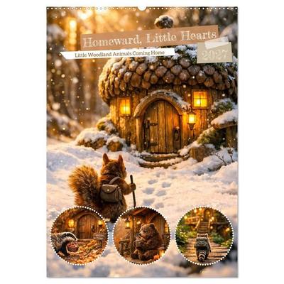 Homeward, Little Hearts. Little Woodland Animals Coming Home (Wall Calendar 2027 DIN A2 portrait), CALVENDO 12 Month Wall Calendar