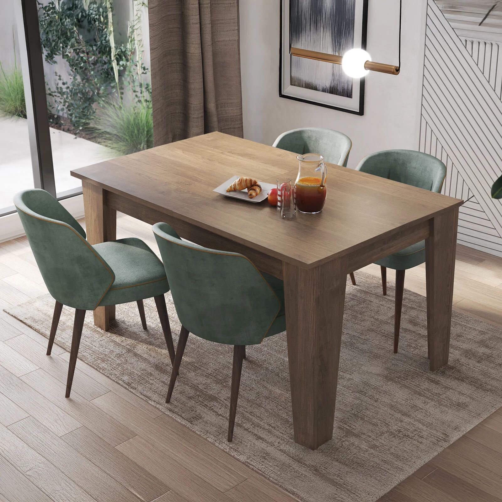 garneroarredamenti Tavolo da pranzo allungabile 140/200 cm moderno noce Orbis