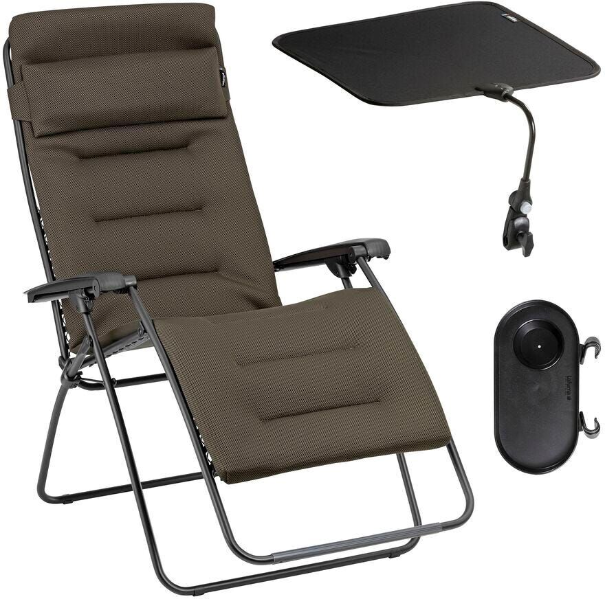 LAFUMA MOBILIER Ensemble fauteuil relax matelassé xl avec accessoires en acier marron Marron 96x123x72cm