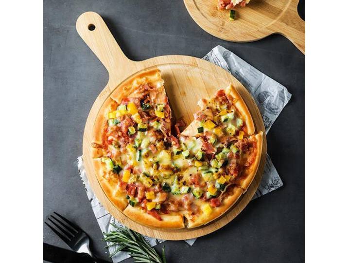 Bamboe Pizzaschep voor Pizza's Ø30 Cm - Pizzaplank met handvat - Pizzaborden - Oven - Bbq - Serveerplank
