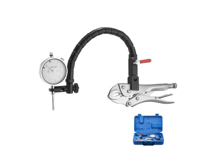 VEVOR Indicateur de test à cadran avec bras flexible 360° et pince de verrouillage 360°\, comparateur à cadran\, précision 0\,03 mm\, plage de mesure de 0 à 25\,4 mm\, avec étui de rangement\, pour usinage