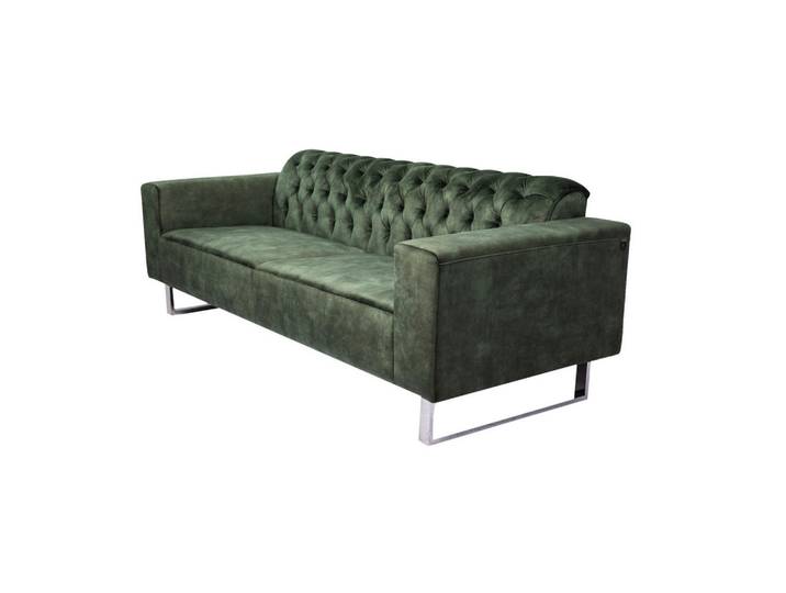 Kawola Sofa Nilo Grün Velvet, Echtholz, Füllung: Schaumstoff, 220x77x87 cm, Wohnzimmer, Sofas & Couches, Sofas, Chesterfield Sofas
