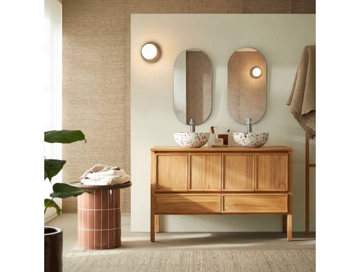 Jane - Waschtischunterschrank aus massivem Teakholz 120 cm - Natur