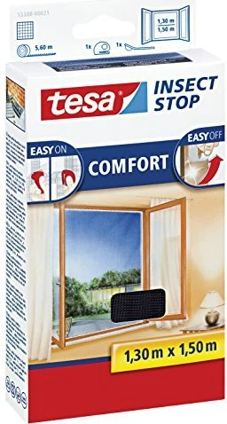 tesa Fliegengitter COMFORT für Fenster, 1,30 m x 1,50 m