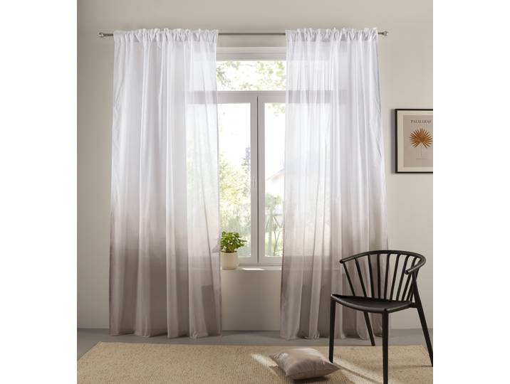 Gardine BRUNO BANANI Nevalla Gr. 1, beige, B:130cm H:145cm, Baumwolle, Baumwolle, Gardinen, Gardine, Schal mit Farbverlauf, moderner Hingucker, Vorhang, jedes Zimmer