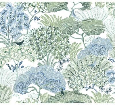 York Wallcoverings Everbloom Forest Green Botanical Peel and Stick Wallpaper
