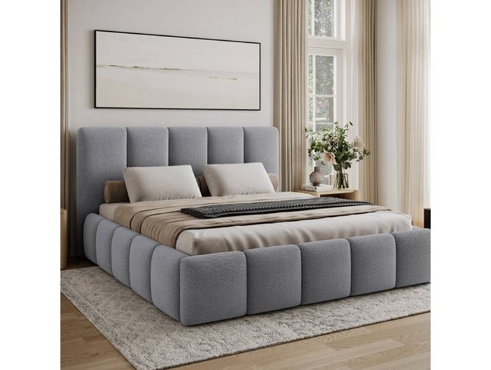 Lit 160x200 sommier inclus Klaus Texturé Gris