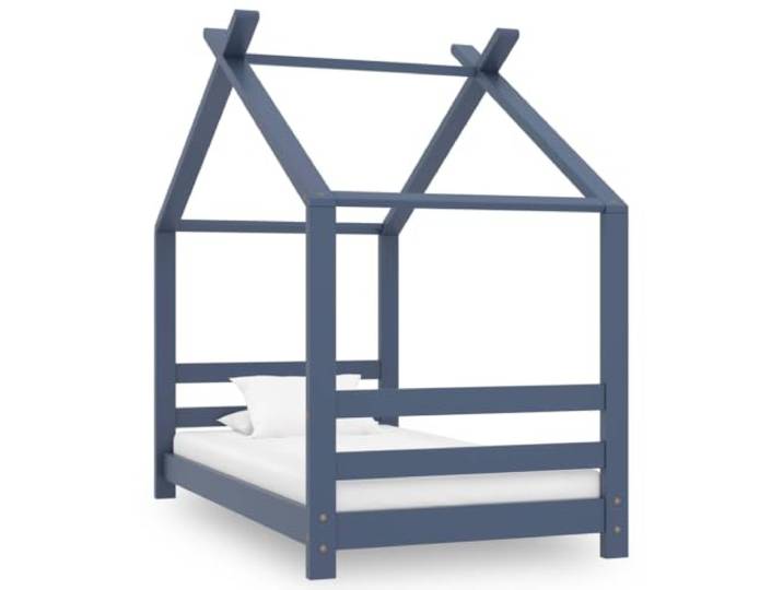 WXGTBKPR Hausbett aus Kiefernholz, Spielbett für Kinder, 70x140 cm, Grau Massivholz-Konstruktion, Ideal als Leseecke, Stabiler Lattenrost inklusive
