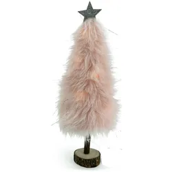 MARELIDA LED Dekobaum PLÜSCH mit Sternspitze Plüschfell leuchtend H: 36,5cm Batterie rosa