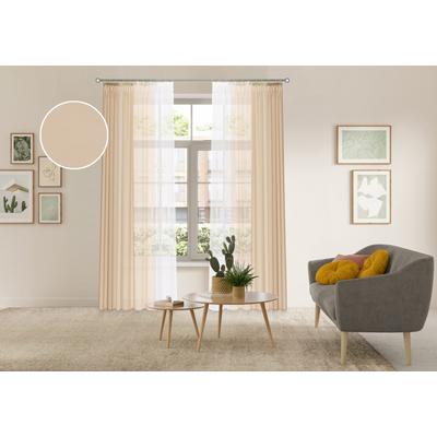 Gardine OTTO HOME "Nivva", beige (sand), B:140cm H:225cm, Polyester, Gardinen, Gardine, Transparent, Kräuselband, Pflegeleicht, 2er Set