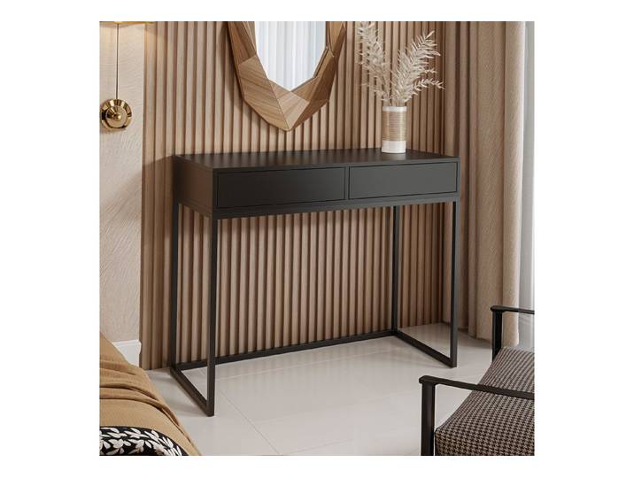 Design Möbel Schminktisch Elegante Konsole / Schminktisch mit 2 Schubladen SCHWARZ