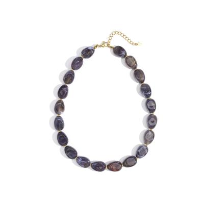 Kette ohne Anhänger ADELIA´S "Halskette Perlenkette mit ovalen Acrylperlen, 40 cm + 5 cm", dunkelgrau, Halsketten, Damen, yehwang_40, Edelstahl, Mit ovalen Perlen
