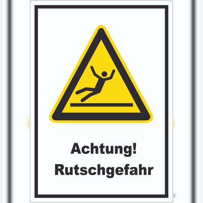 HB-Druck Achtung Rutschgefahr Aufkleber A9 (37x52mm)