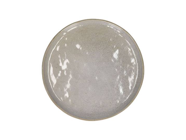 Assiette à dessert en grès blanc, ronde, grès brut extérieur, éma