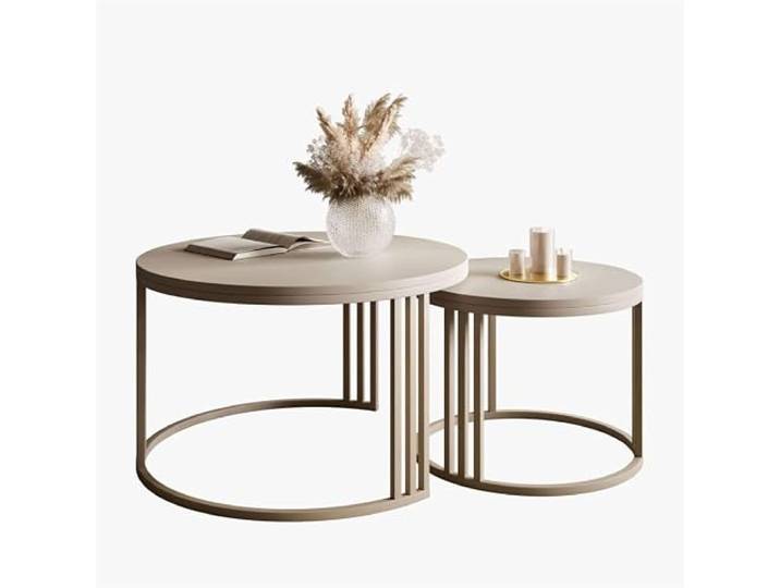 Lookway Couchtisch Lori 2in1 MATT, runder Couchtisch mit kaschmirfarbenem Gestell (Kaschmir)