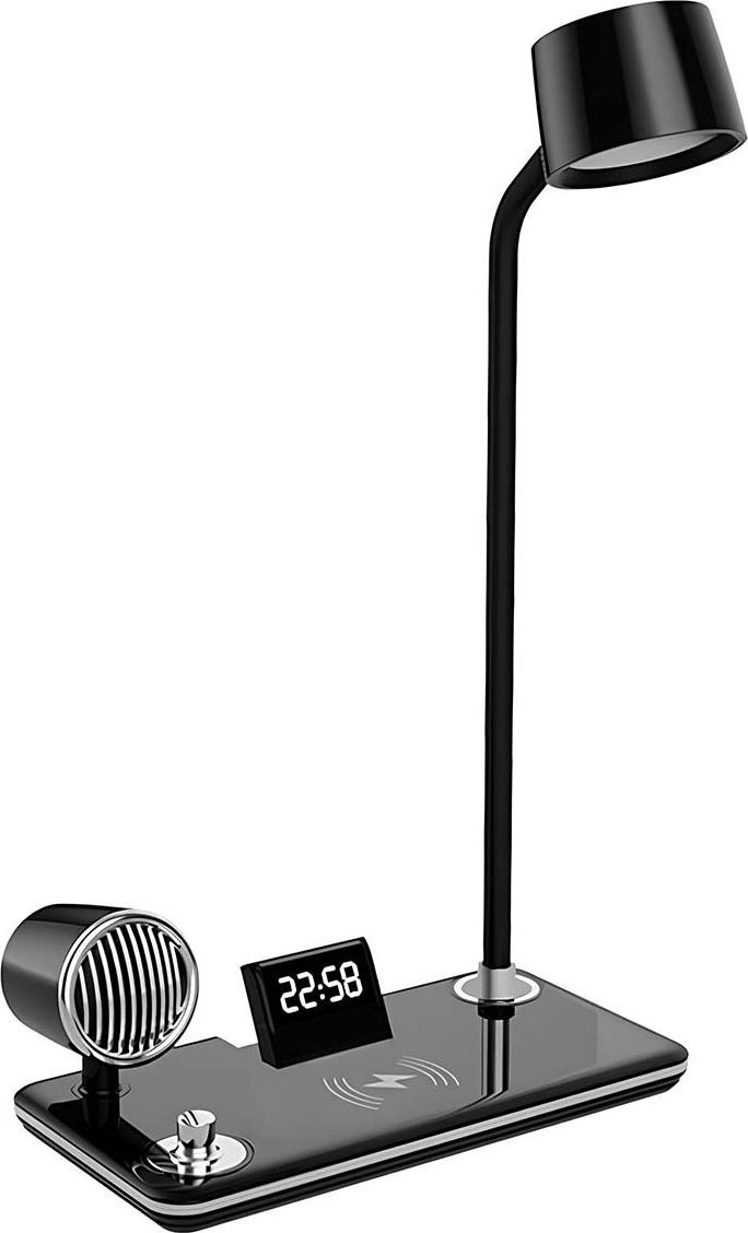 Avizar LED-tafellamp 3-in-1 met Bluetooth-luidspreker en oplaadstation, zwart