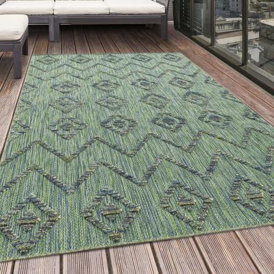 Outdoorteppich AYYILDIZ TEPPICHE "BAHAMA 5152", grün, B:80cm H:8mm L:250cm, Polypropylen, Teppiche, Outdoorteppich, Läufer, Flachflor mit Hoch-Tief-Struktur, In-und Outdoor geeignet